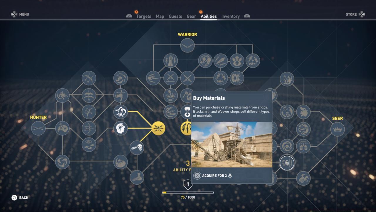 Seer Ability: Buy Materials (Requires 2 Ability Points)